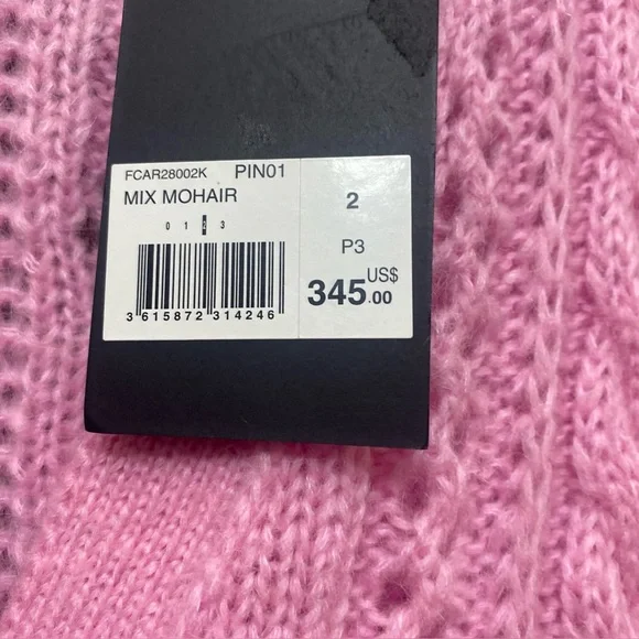 The Kooples Womens Cable Knit V-Neck Cardigan in Pink Fr Sz 2 US 6 NWT MSRP $345 - Picture 6 of 7